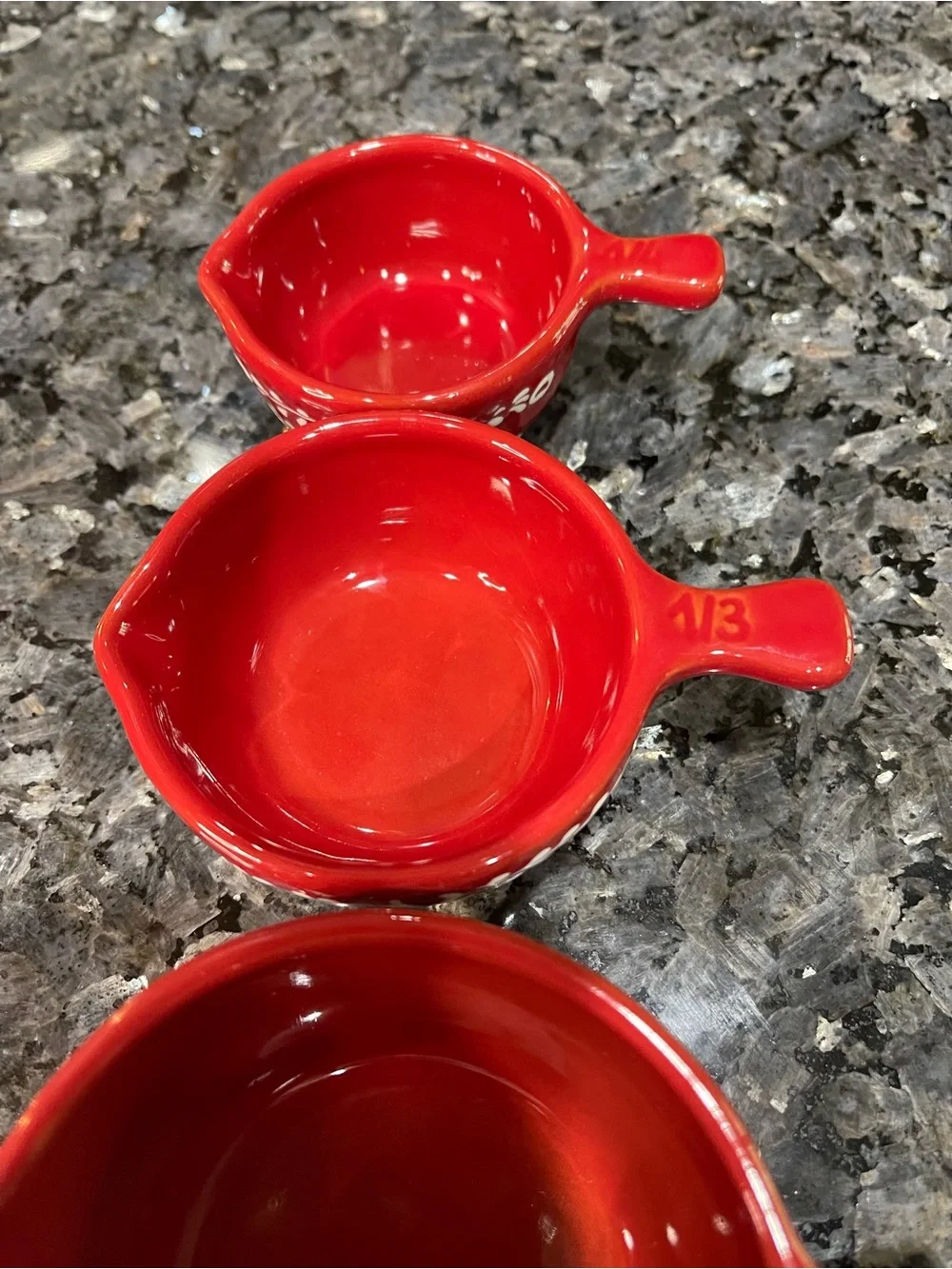 Crate&Barrel Red and White Terracotta Nesting Measuring Cups Portugal Set of 4